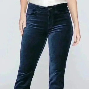Paige Verdugo Deep Navy Velvet High Rise Jeans Size 32